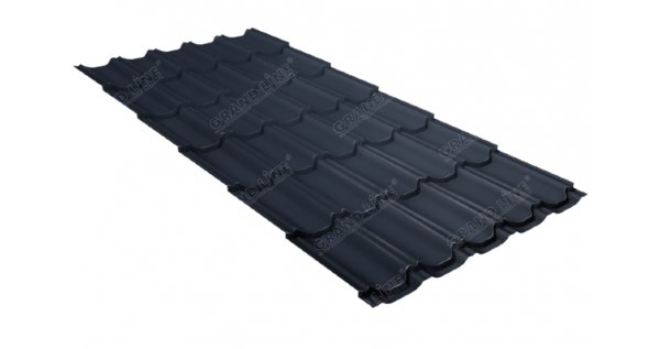 Металлочерепица квинта плюс GL 0,5 Satin RAL 7024 мокрый асфальт купить в Сыктывкаре