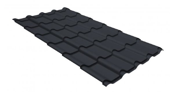 Металлочерепица камея GL 0,5 GreenCoat Pural matt RR 23 темно-серый (RAL 7024 мокрый асфальт) купить в Сыктывкаре