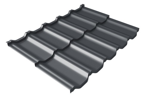 Металлочерепица модульная Квинта Uno Grand Line c 3D резом 0,45 PE RAL 7024 мокрый асфальт купить в Сыктывкаре