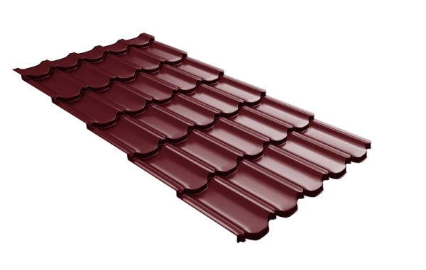 Металлочерепица квинта плюс с 3D резом 0,5 Satin RAL 3005 красное вино купить в Сыктывкаре