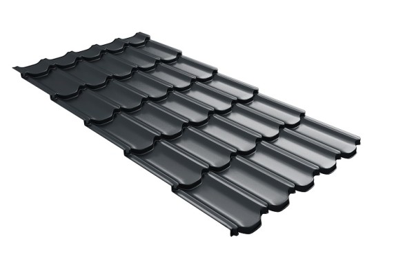 Металлочерепица квинта плюс с 3D резом 0,5 Satin RAL 7016 антрацитово-серый купить в Сыктывкаре
